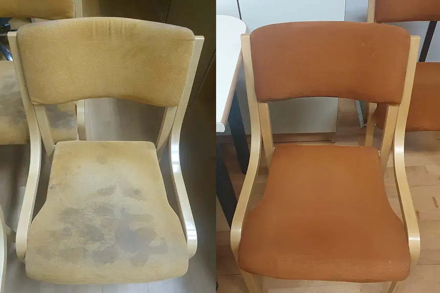Dubinsko pranje stolica pre o posle Green Clean Novi Sad