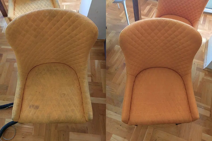 Dubisnko pranje stolica pre i posle Grean Clean Novi Sad
