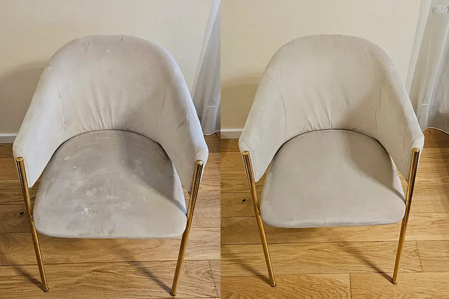 Stolica pre i posle dubinskog pranja Green Clean Novi Sad