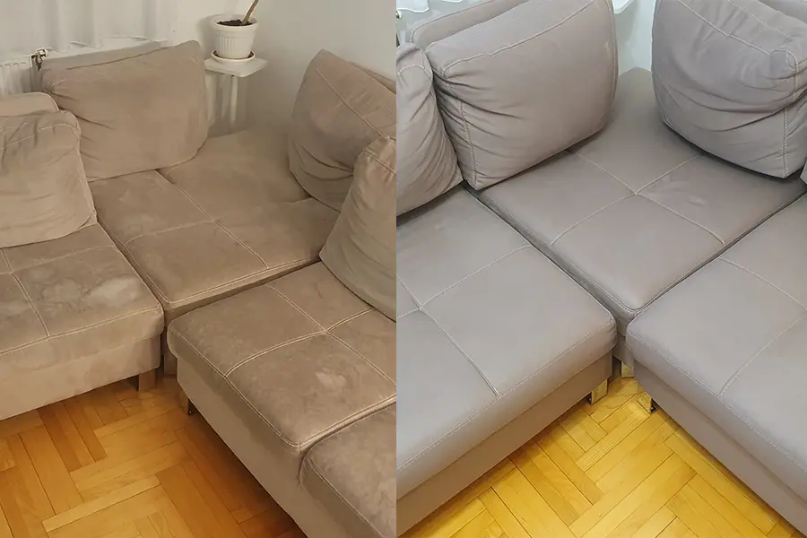 Ugaona garnitura pre i posle dubinskog pranja